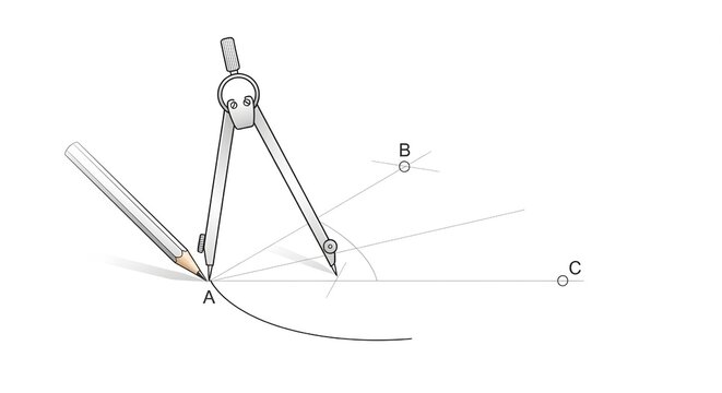 
Compass Constructing Angle Bisector at Vertex A with Points B and C
