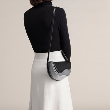 Back View Fashion With Black Bag
