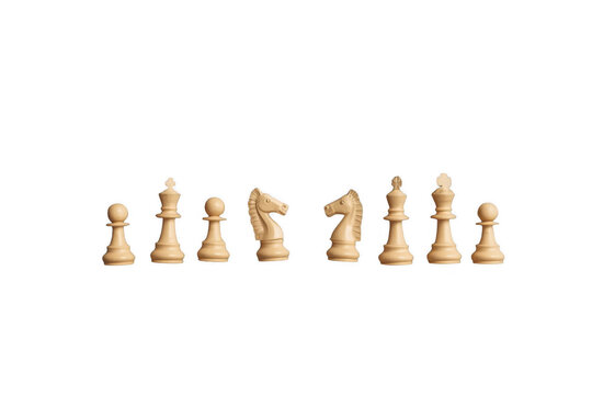 Row of Wooden Chess Pieces