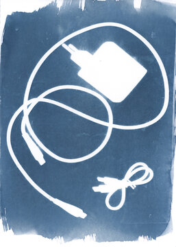 Coiled Charger and Adapter Cyanotype