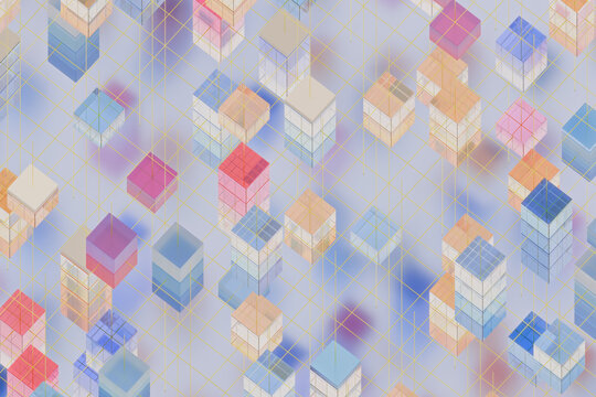 Geometric Cube Matrix Data Abstract 3D Render