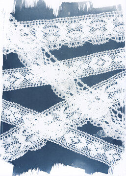 Crisscross Lace Cyanotype