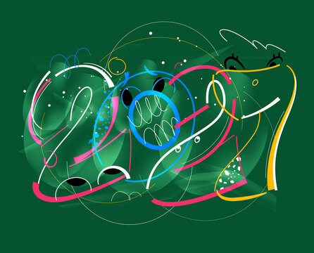 2027 New Year numbers with abstract faces and colorful lines