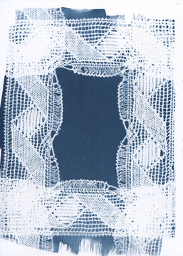 Irregular Lace Frame Cyanotype