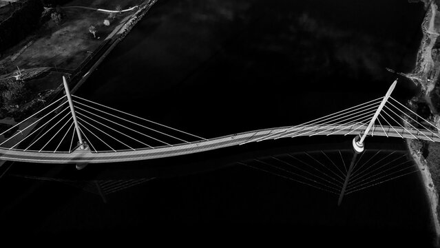 Aerial of Boorloo bridge in black and white
