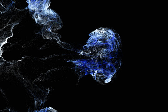 Abstract Blue Energy Filaments Rising in Darkness