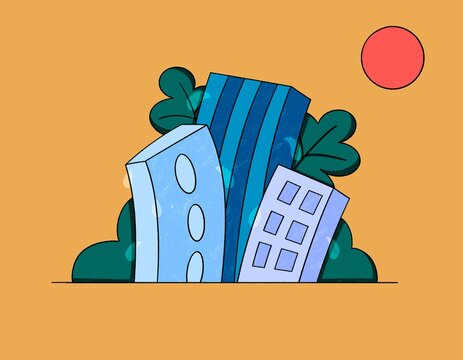 City in hot weather.