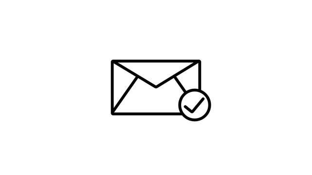 Mail box with check mark. black email box and check mark verified icon animation.