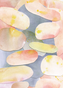 Pastel and Gray Watercolor Cutout Collage