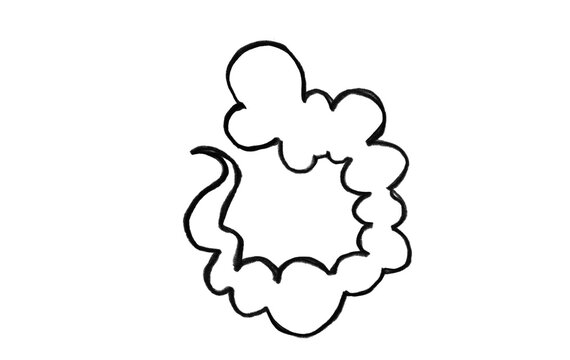 Hand Drawn Black Outline Cloud Sketch, Simple Cartoon Doodle Cloud Illustration