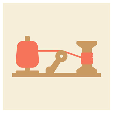 Old-fashioned telegraph machine for communication, history of