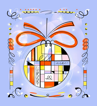 Christmas ornament with bow and abstract pattern