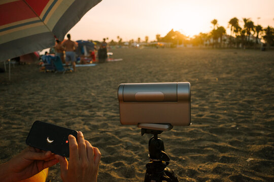 Monitoring a Solar Eclipse with a Telescope