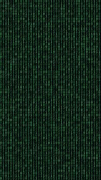 Green binary code matrix background representing cyber security and data encryption in a digital network.