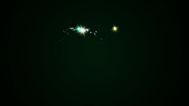 Colorful magical sparkles and stars on black background
