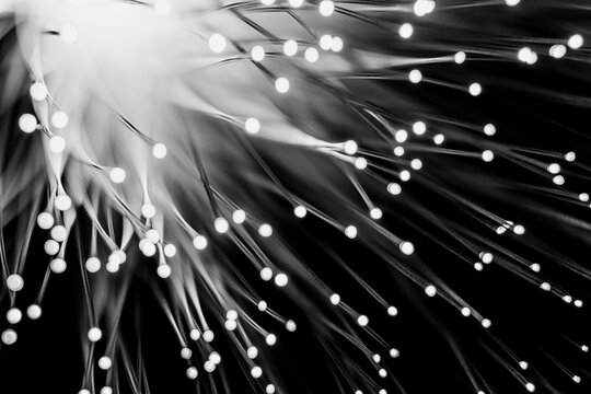 Light Fibers Glowing in Dark Space