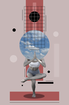 Collage art in Dadaism style with a woman