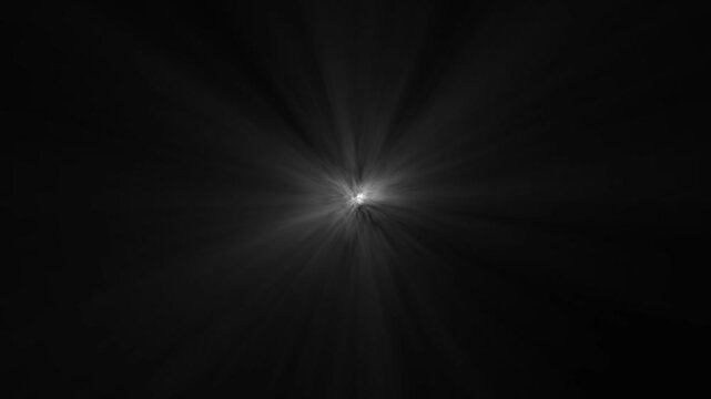 Glowing white sun&nbsp; light&nbsp; shining rays effect on black chroma key alpha channel background. 4k video