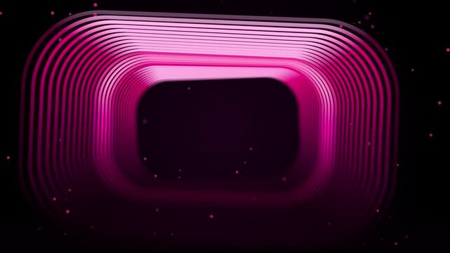 Abstract futuristic neon pink glowing rounded rectangular tunnel background vector illustration video video