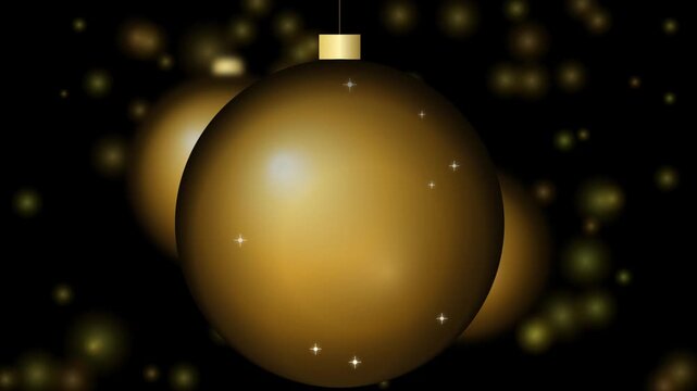 Golden Christmas Baubles with Sparkling Reflections and Warm Bokeh Lights