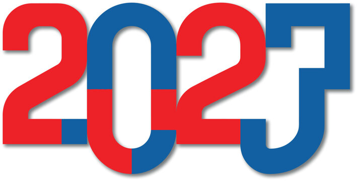 Colorful 2023 new year design featuring russian flag colors and typography