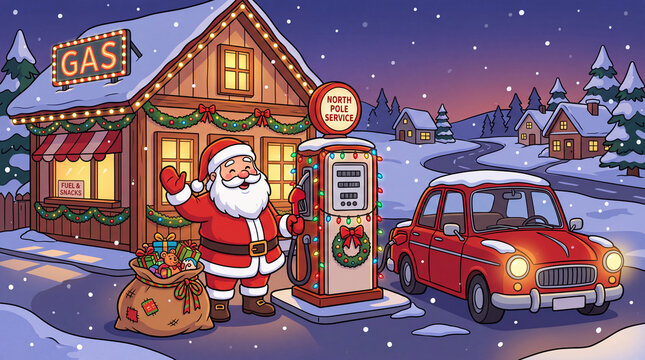En la gasolinera en navidad