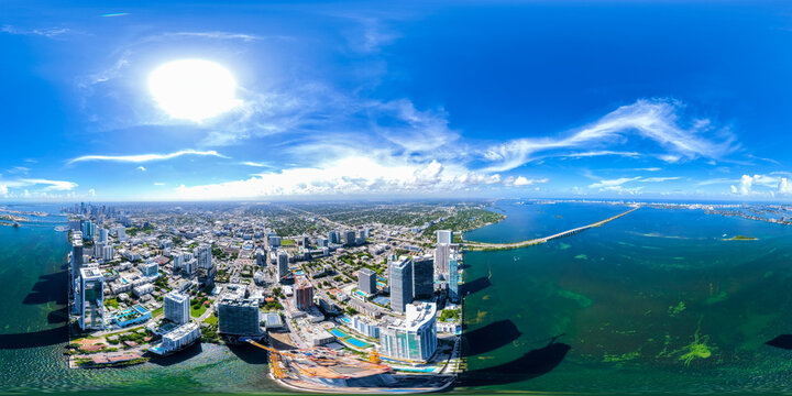 High aerial 360 VR photo Edgewater Miami Florida