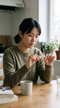 Young Asian woman refusing a cigarette and breaking it with her hands, representing quitting smoking, overcoming nicotine addiction, willpower and a healthier lifes