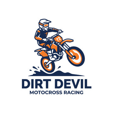Motocross Rider Jumping Dirt Bike Racing Logo Vector