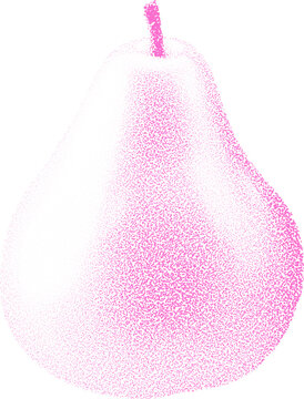 Pink pear in halftone stipple with retro dotted grunge transparent style