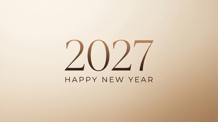 Obraz premium Elegant golden 2027 happy new year typography design with smooth gradient texture, perfect for holiday greeting cards and festive promotional banners