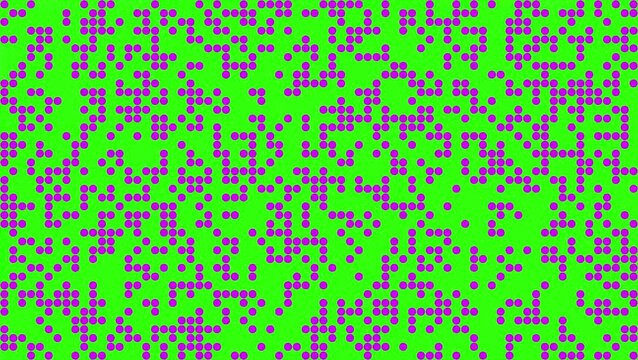 Abstract geometric pattern of pink dots on a lime green background