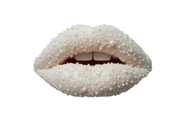 Fototapeta premium White Lips Covered with Decorative Pearls