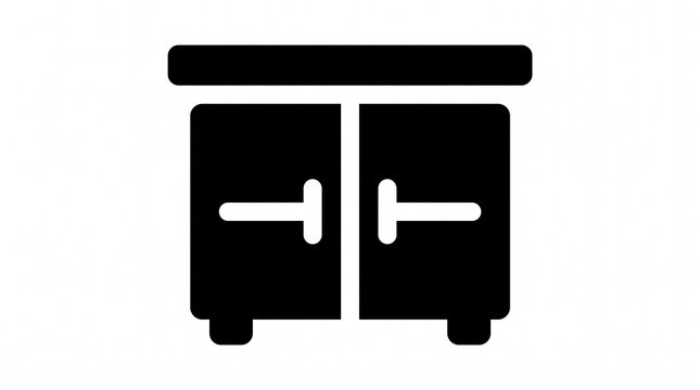 Modern wooden cabinet vector icon isolated on white background, featuring minimalist furniture cupboard illustration graphic for home interior storage and web UI elements