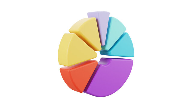 3D rendered multicolored pie chart illustration showcasing analytical data representation for business statistics and finance reports 91
