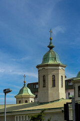 Religious orthodox church domes with gold crosses on top  © Tatty
