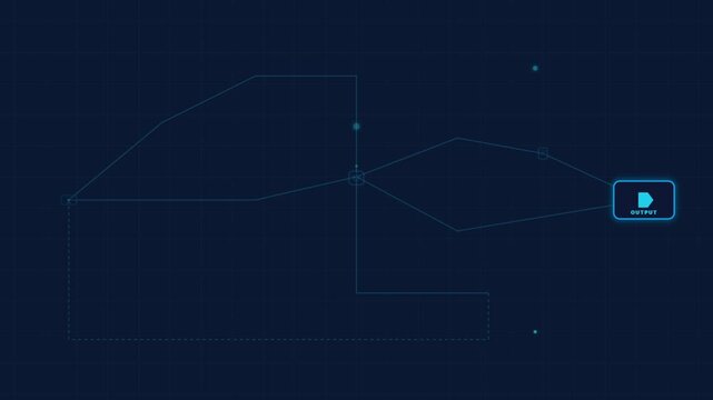 Automation Workflow Logic Diagram with Artificial Intelligence Bot and Data Processing