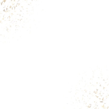 Golden triangle confetti particle pattern corner frames on a black background isolated on a transparent background