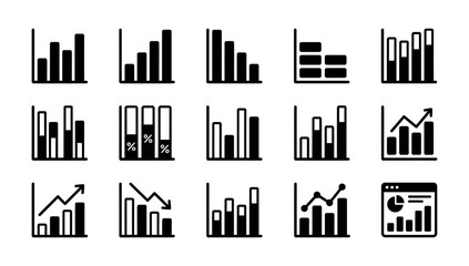 Obraz premium Financial Chart and Graph Vector Icon Set for Business Analytics