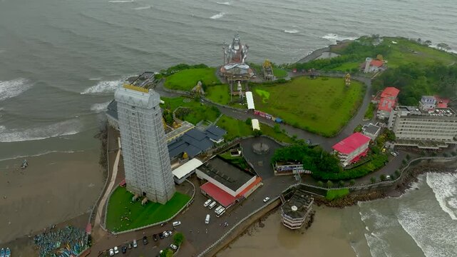 Murdeshwar Coastal Temple Aerial View