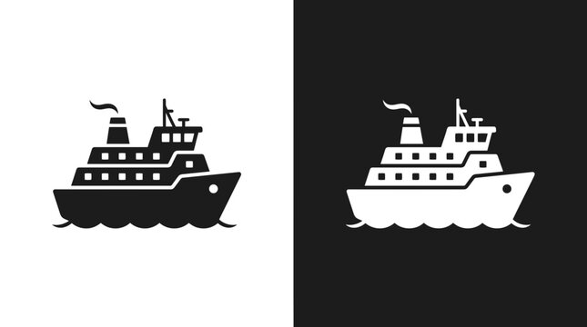 Cruise ship silhouette icon for marine travel and sea transportation with transportation transport navigation