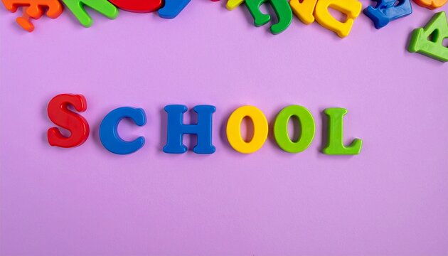 Colorful Plastic Letters Spelling SCHOOL