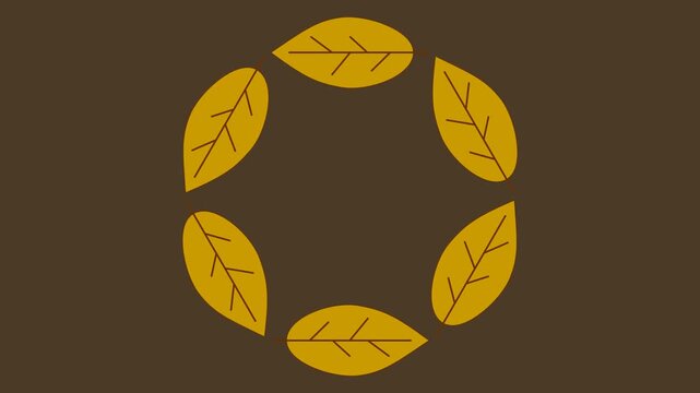 Animated Yellow Autumn Leaves Forming a Circular Wreath Frame