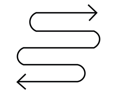 Horizontal zigzag line arrow icon indicating back and forth path direction