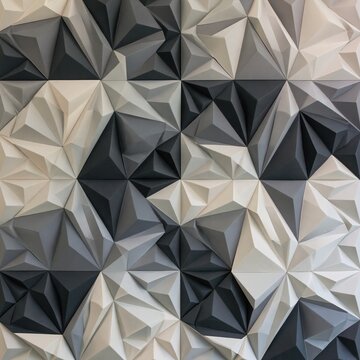 Abstract geometric pattern of crystal facets with a flat matte finish in charcoal and ash grey, ideal for seamless packaging design