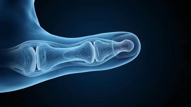 3d medical tumb join pain visualization of human thumb injury