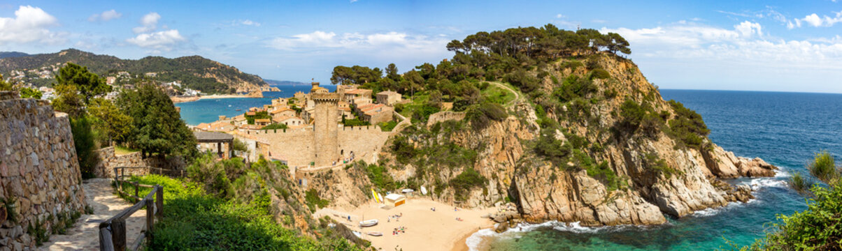 View of the historic coastal town of Tossa de Mar on the Costa Brava, Catalonia, Spain.