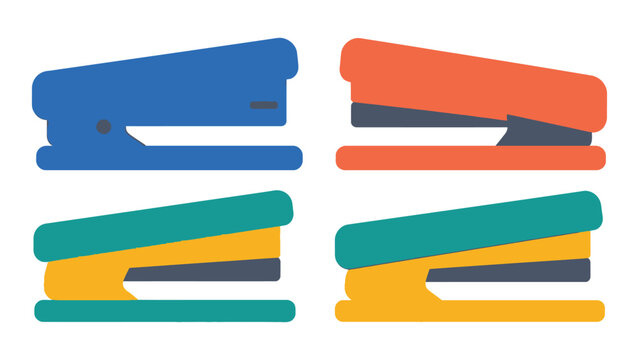 Four Colorful Staplers in Open and Closed Positions