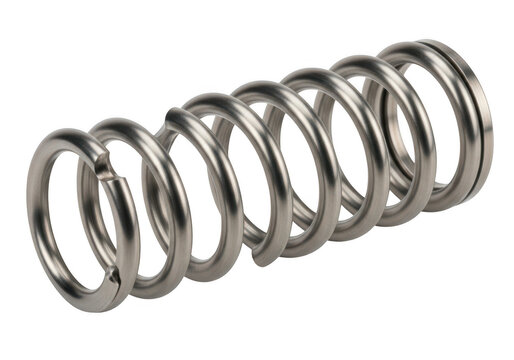 Metal torsion spring with loops isolated on transparent background