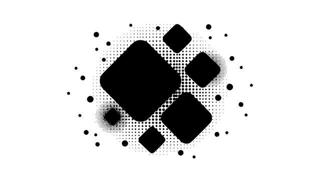 Abstract composition of rounded squares and circles with halftone gradient effects abstract composition halftone gradient monochrome minimalist